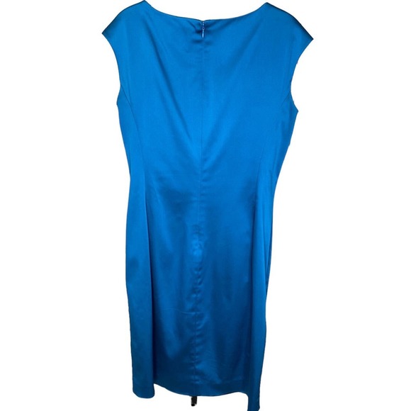 Lauren Ralph Lauren Teal Blue Satin V Neck Cocktail Party Dress Sleeveless Sz 10 - Picture 4 of 8